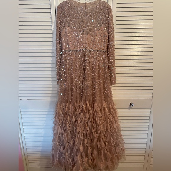 Mac Duggal Embellished Sequin Gown with Feather Detail - Picture 6 of 10